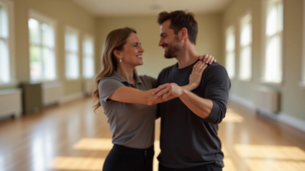 Dance partners in proper bachata frame position demonstrating correct posture and distance