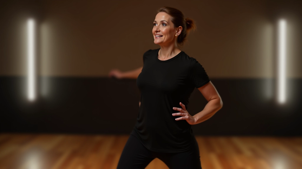 Experienced dance instructor demonstrating proper form in welcoming studio environment