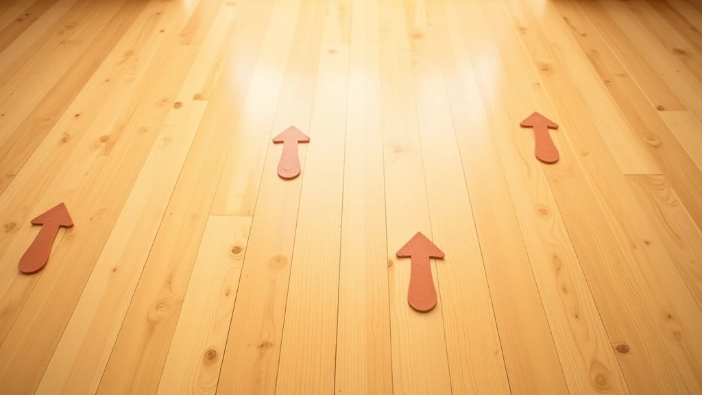 Overhead view of dance floor showing footwork pattern marked with directional arrows
